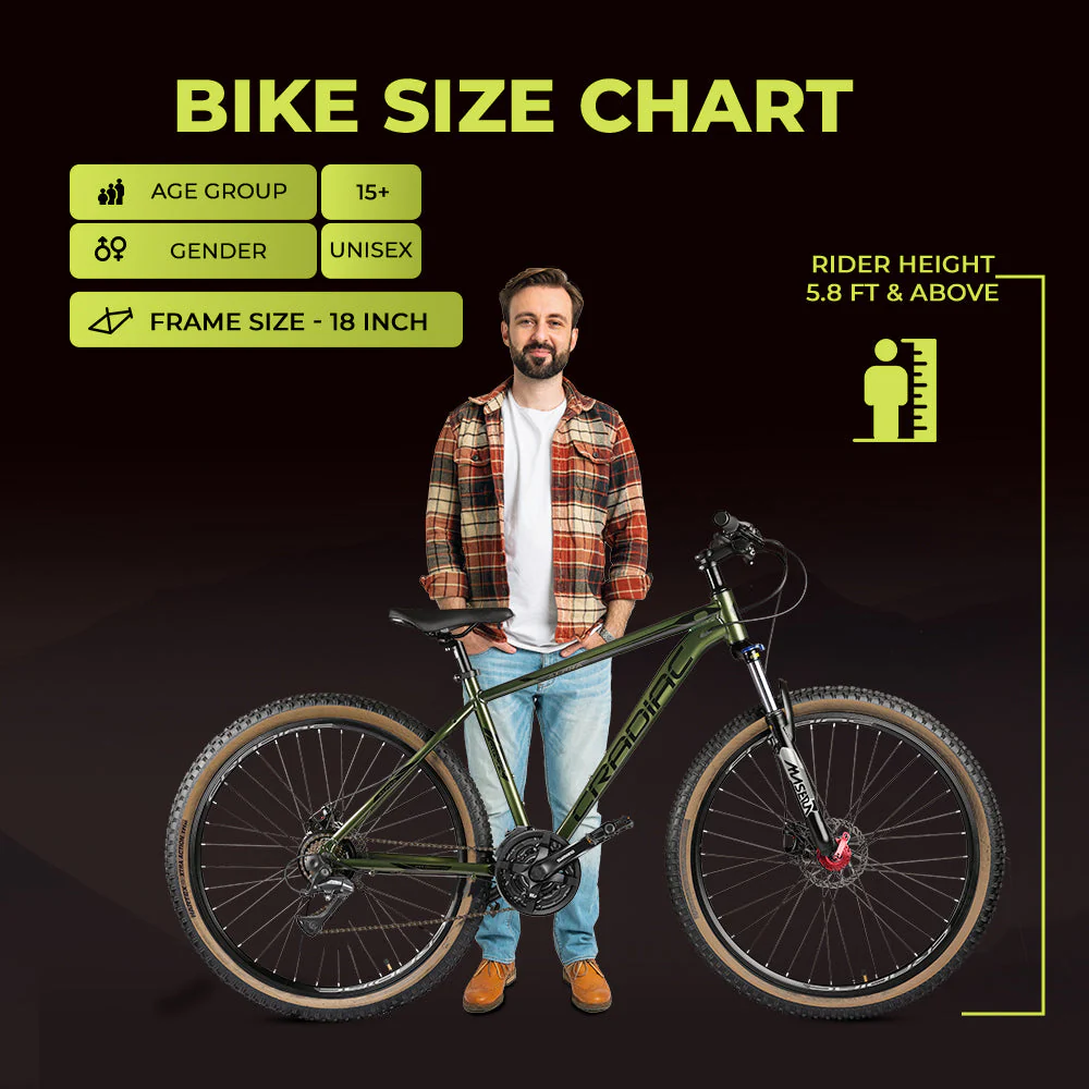CRADIAC Alpha PRO GEN 2-21 Speed 6061 Alloy Cycle 27.5 T 21 Speed Gear Bicycle For Men With Front Zoom Lockout Suspension & Dual Disc Brake Mountain Bike | 15+ Years, Unisex, 18 Inch, Militorygreen - Image 10