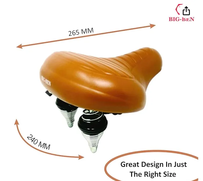 Big-Ben Comfortable Bike Seat for Men and Women,Oversize Bicycle Saddle with Soft Cushion Improves Comfort for Mountain Bike, Road Bicycle, Hibrid and Stationary Exercise Bike - Image 5