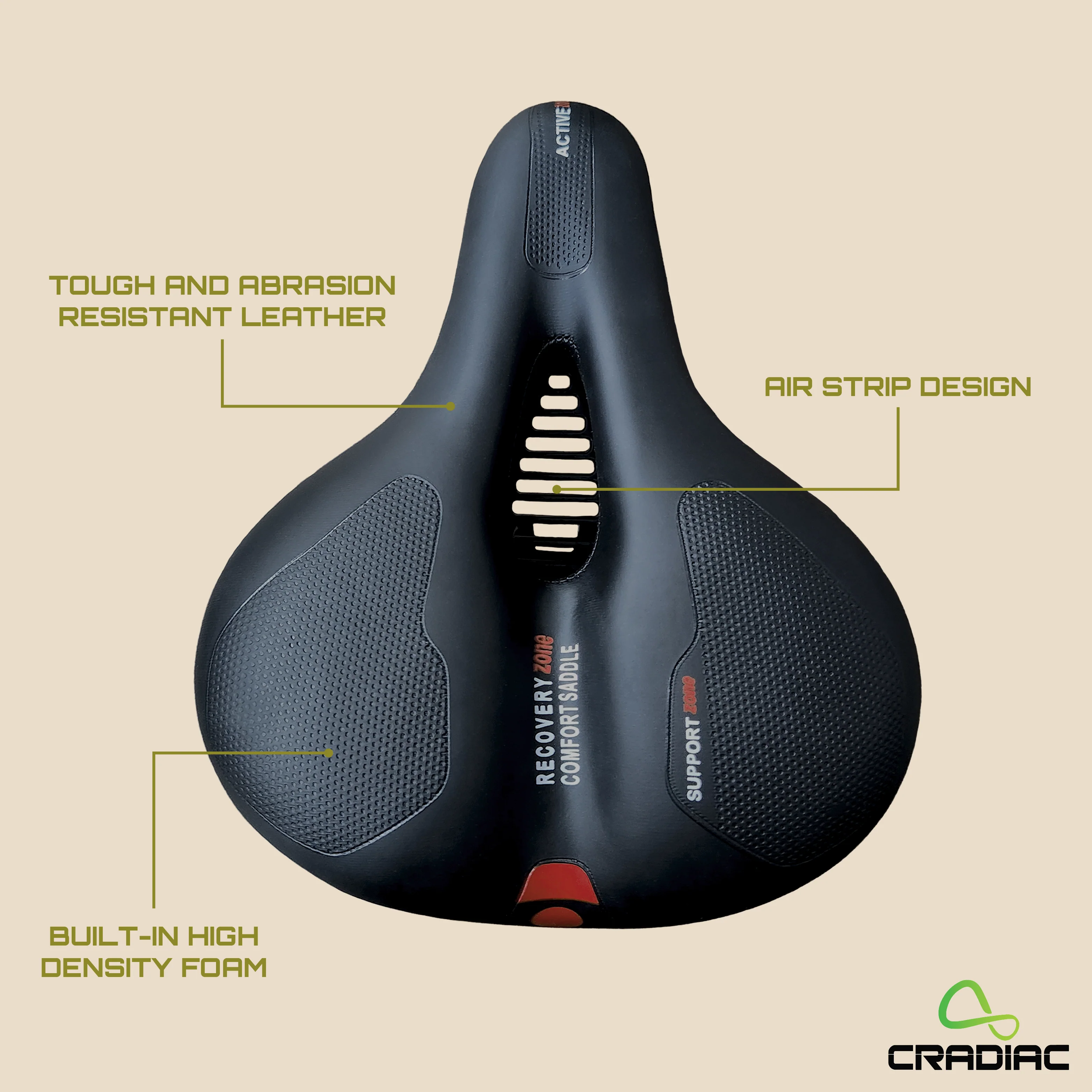 CRADIAC - Bike Seat Cushion with Memory Foam, Waterproof Cover & Reflective Strip | Universal Fit for Bicycles - Image 3