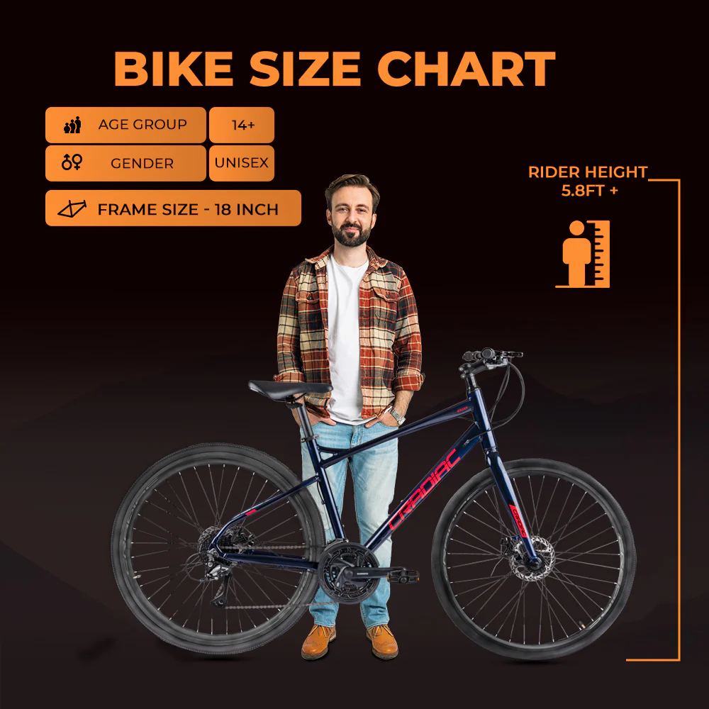 CRADIAC - Concept X | 24 Speed Gear Hybrid Cycle | 700 * 35 C Bike | Rigid Fork | 6061 Alloy Frame | 700 * 35C Nylon Tires | Shimano hydraulic Dual DISC Brakes | Ideal for 15+ Years Men/Boys/Girls - Image 9