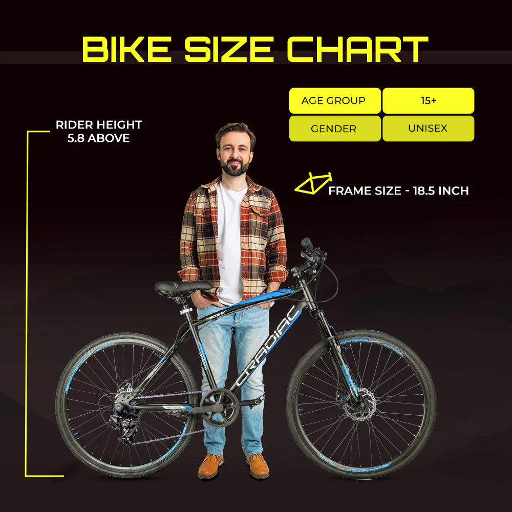 CRADIAC Discover PRO 7 Speed Steel High Performance Gear Hybrid Cycles for Men with Front Suspension & Disc Brakes | Ideal for 15+ Years, Unisex, Frame Size : 18.5 Inch | 700 * 35C Tires - Image 8