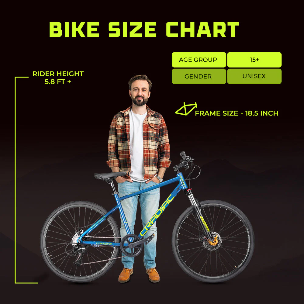 CRADIAC - Gunner PRO | 7 Speed Gear Cycle |700 * 35C Alloy Hybrid Bike | Front Lockout Suspension | Dual Disc Brakes | 6061 Alloy Frame | Ideal for 15+ Years Men/Boys/Girls/Women - Image 8