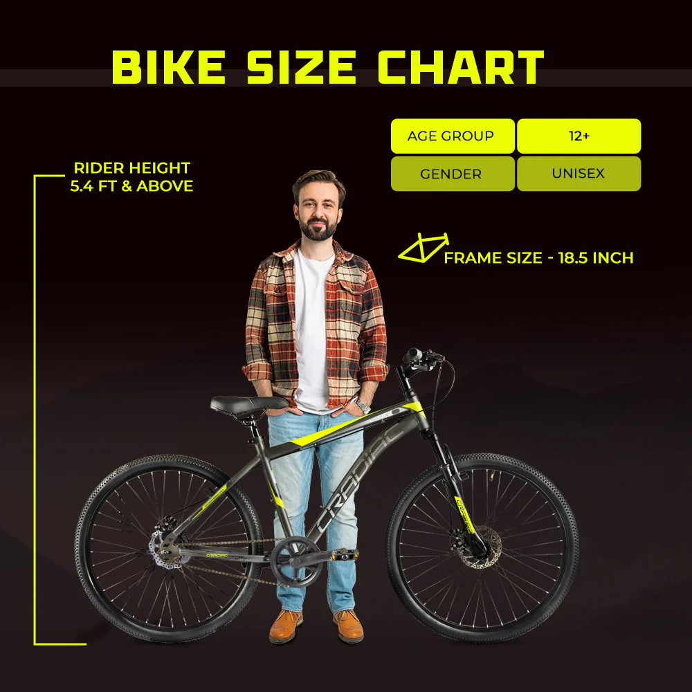 CRADIAC Hustler Single Speed 26 inch High Performance Mountain Cycle for Men with Front Suspension & Dual disc Brakes | Ideal for 12+ Years, Unisex, Frame Size - 18.5 Inch - Image 9