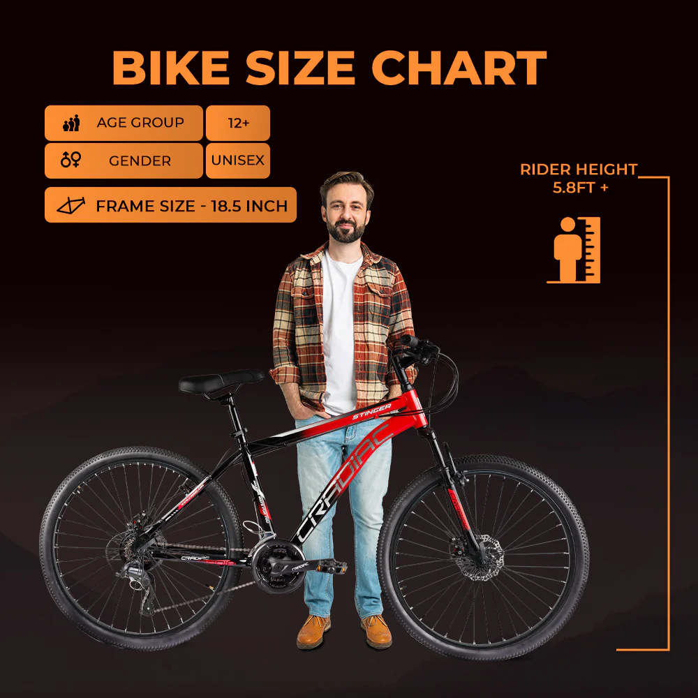 CRADIAC Stinger X7-21 Speed Cycle for Men with Dual Disc Brakes & Front Suspension Fork, 29 T 21 Speed Bicycle for Adults with Hitensile Steel Frame, Ideal for 12+ Years Unisex, 18.5 Inch Frame - Image 3