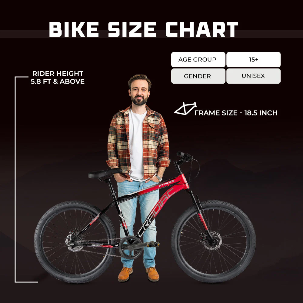 Cradiac Stinger X7 Single Speed Cycle for Men with Dual Disc Brakes & Front Suspension Fork, 29 T Single Speed Bicycle for Adults with Hitensile Steel Frame,for 12+ Years Unisex, 18.5 Inch Frame - Image 8