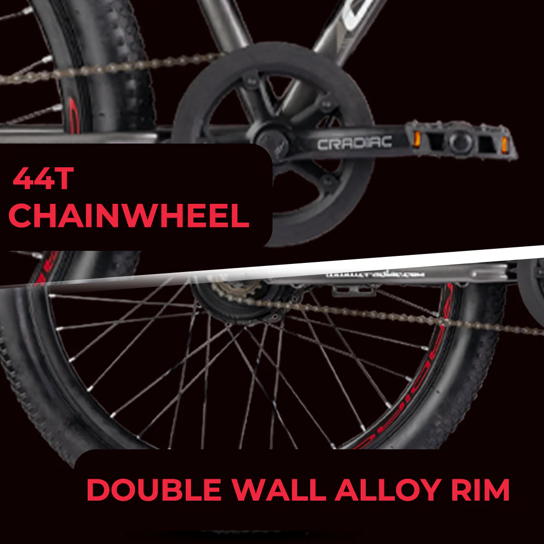 CRADIAC Top Gun Single Speed High Performance Steel Mountain Cycles for Men with Front Suspension & Dual Disc Brake| 26" T Non Geared MTB Bike | Ideal for 14+ Years, Unisex, Frame Size : 17 Inch - Image 2