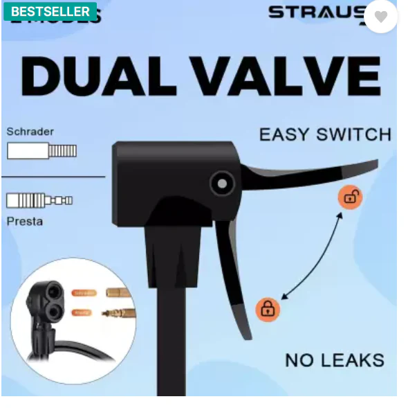 Cycle Air Pump -Double Action, Air Bicycle Pump (Black) - Image 4