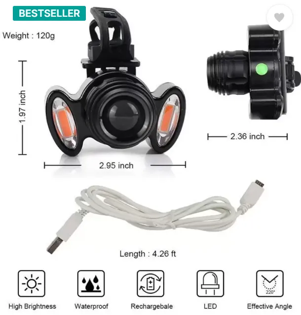 Bicycle Headlight with Warning Lights - Zoom-able 4-Mode - Image 3