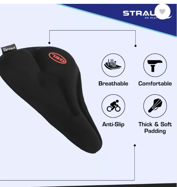 Strauss Silicone Gel Cycle Seat Cover | Bicycle Seat Cover | Cycle Seat Cushion Bicycle Seat Cover Free Size  (Black) - Image 3