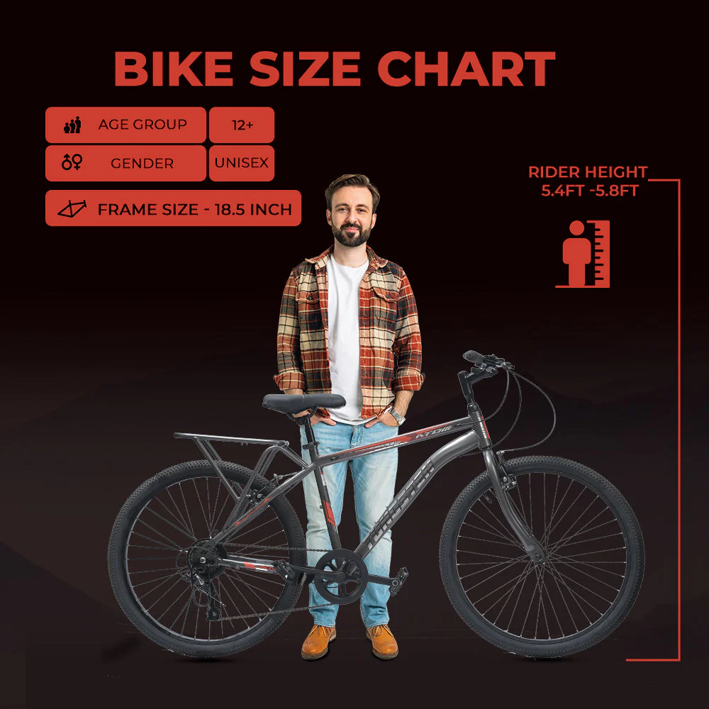 TUNGSTEN - Atom 7 Speed | 26 inch Mountain Bike | Integrated Carrier | Rigid Fork | Ideal for 12+ Years | Unisex - Image 9