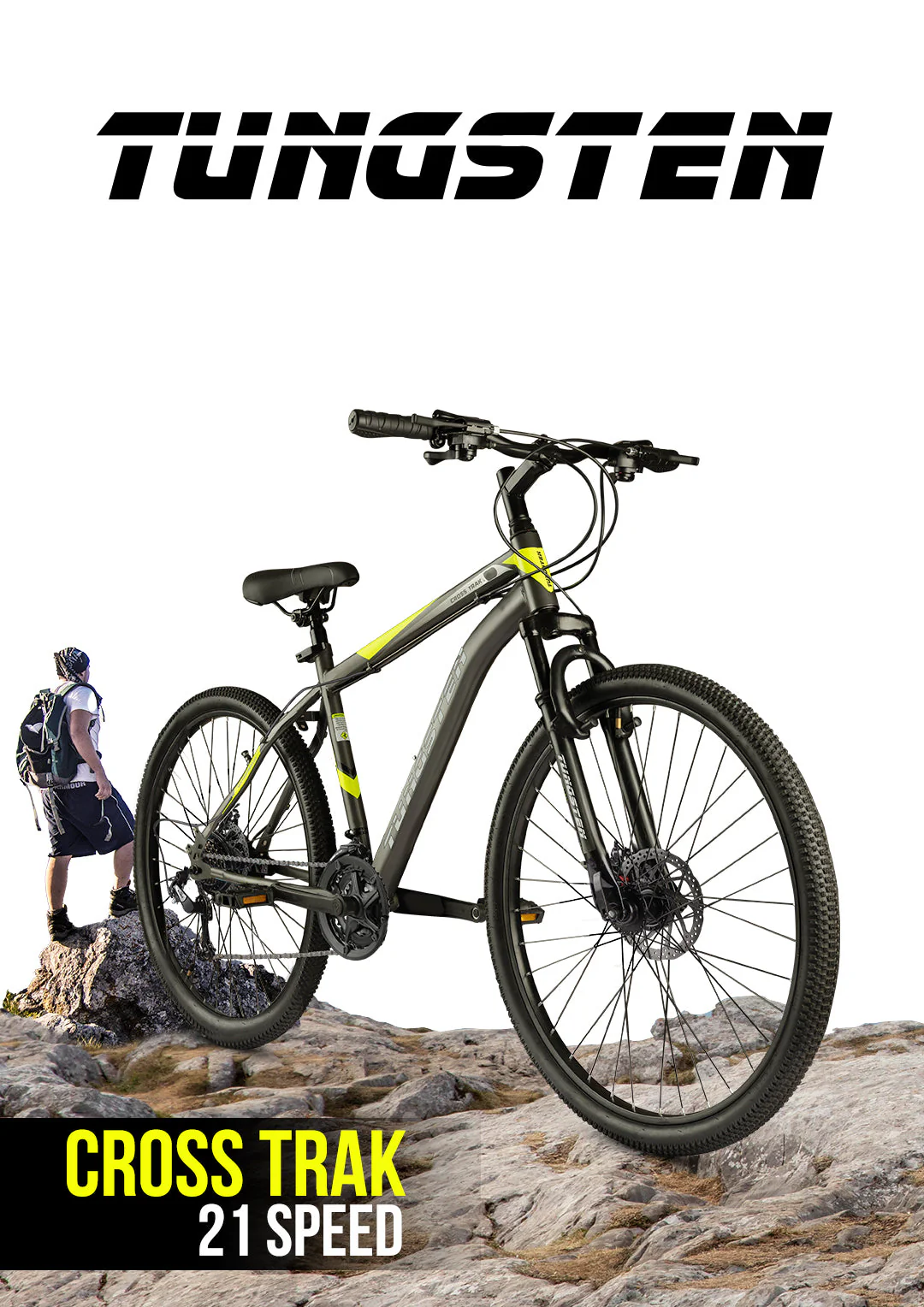 TUNGSTEN - Cross Trak 21 Speed | 26" inch Mountain Bike | Hi-Tensile Steel Frame | Dual Disc Brake | Front Suspension Fork | Unisex MTB - Image 3