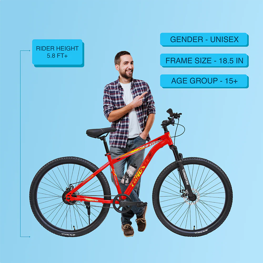 TUNGSTEN - Fire Storm Single Speed | Hi-Tensile Steel Frame | Dual Disc Brakes | Suspension Fork | Unisex MTB | Ideal for 12+ Years - Image 8